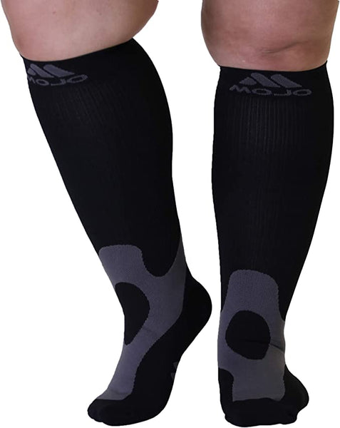 Plus Size Medical Compression Socks 20-30 mmHg Extra Wide Plus Size Unisex Bariatric Support Compression Stockings - Edema, Varicose Veins, Lymphedema - A601BL8 Black XXXXX-Large - M.B. Leaf
