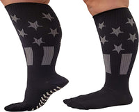 Super Wide Socks With Non-Skid Grips for Lymphedema (Color: Back XXX-Large-3X-Large-Big)