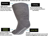 3 Pairs of Super Wide Socks With Non-Skid Grips for Lymphedema (Color: Back, White, Grey Mustard, XXX-Large-3X-Large-Big)