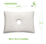 Ear Pillow with Ear Hole Memory Foam for Ear Pain (Bonus 2 Pillowcases) (Size - 20 x 14 x 3 inches). - M.B. Leaf