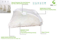 Pillow with Ear Hole Memory Foam Travel Pillow for Ear Pain and CNH (Bonus 2 Pillowcases) ( Size -15 x 14 x 4 inches ) - M.B. Leaf