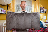 Back Support Reading Sit Up Bed Rest Pillow Shredded Memory Foam (Grey, Large) - M.B. Leaf