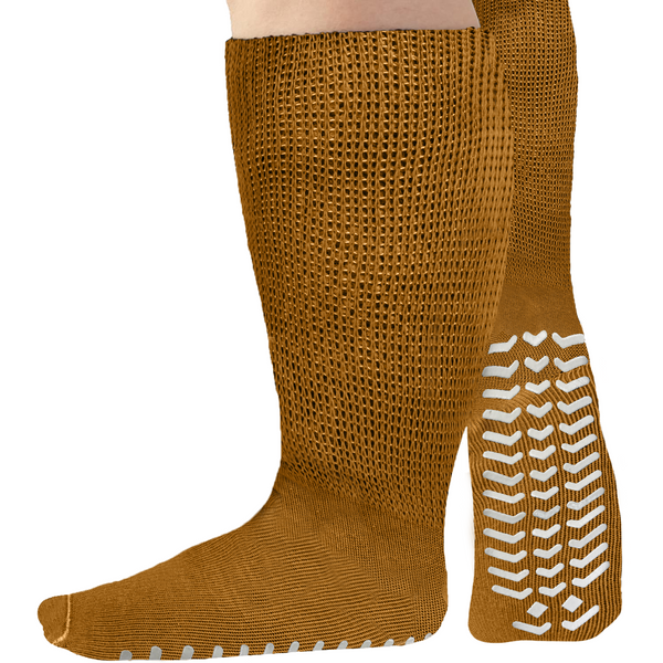 3 Pairs of Super Wide Socks for Lymphedema - Bariatric Sock Oversized Sock  Stretches up to 30'' extra wide socks (Mustard, XXX-Large-3X-Large-Big)