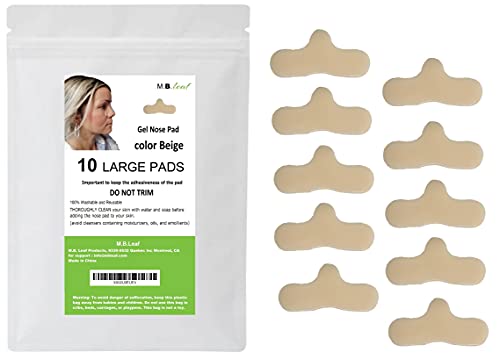 M.B. Leaf CPAP Nose Gel Pads 10 Pack Nasal Pads for CPAP Mask - CPAP Supplies for CPAP Machine - CPAP Cushions for Most Masks - Color Beige (Large)